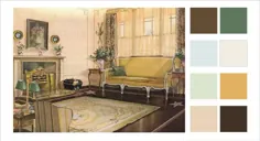 اتاق های نشیمن دهه 1930 با طرح های رنگی پرنعمت