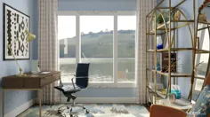 دفتر گلم آبی روشن |  ایده های طراحی دفتر خانه به سبک Glam