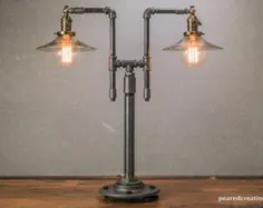 چراغ رومیزی صنعتی - چراغ رومیزی ادیسون - لامپ مسی - لامپ لوله ای - مبلمان صنعتی - مدل شماره 4919