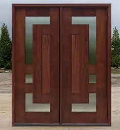 دو درب خارجی - درب های چوبی چوبی ماهون جامد