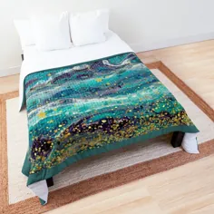 'Pretty Girly Wallpaper Pattern Pouring Teal Turquoise Gold Design' Comforter توسط لیا G