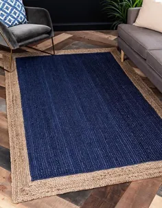 فرش جوت بافته شده آبی Navy Blue 8 "x 10"