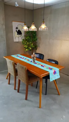 دونده میز سنتی کره ای - طراحی تکه تکه ، مواد رامی ، نعناع
