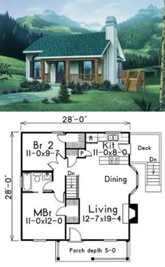طرح خانه به سبک کلبه - 2 تخت 1 حمام 914 متر مربع / طرح طرح 57-167
