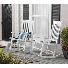 صندلی های تاب دار ایوان چوبی در فضای باز ، رنگ سفید ، پایان مقاوم در برابر آب و هوا - Walmart.com