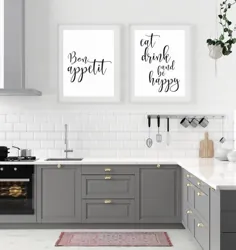 مجموعه ای از 2 چاپ ، علامت Bon Appetit ، علامت خوردن ، چاپ آشپزخانه برای تزئین دیوار آشپزخانه ، * بارگیری فوری *