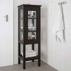 HEMNES کابینت بلند با درب شیشه ای ، قهوه ای سیاه ، 16 1 / 2x15x51 5/8 "- IKEA