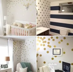 برچسب های دیواری به شکل نقطه پولکا طلایی لکه های نقطه دایره دکور اتاق کودک و نوجوان اتاق خواب