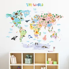 برچسب های دیواری نقشه جهان حیوانات