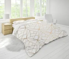 جلد لحاف الگوی هندسی طلایی پوشش تختخواب طلا Bohemian |  اتسی