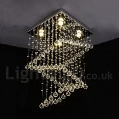 لوستر معاصر مدرن Flush Mount LED آویز ثابت کریستال نور قطره باران برای سقف اتاق نشیمن هتل راهرو ورودی سرسرای ورودی ساختمان عروسی عاشقانه - LightingO.co.uk
