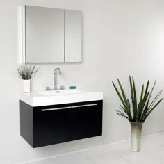 Fresca Vista Black Modern Bathroom Vanity w / Medicine Cabinet