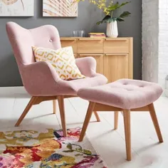 صندلی تافت دار پارچه ای مدرن Pink صورتی روشن