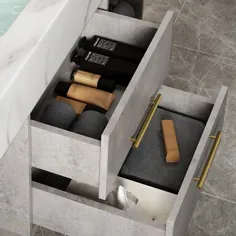 کابینت حمام شناور خاکستری شناور خاکستری 39 "خاکستری مدرن با سینک ظرفشویی سرامیکی