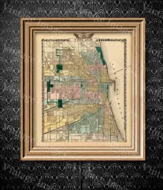 نقشه قدیمی شیکاگو ، 1857 شیکاگو نقشه ایلینوی دکوراتور بازسازی نقشه شیکاگو عتیقه نقشه سبک تا 43 "x 54" نقشه دیوار شیکاگو قدیمی