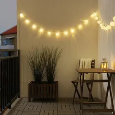 چراغ رشته ای LED SOLARVET با 24 چراغ ، در فضای باز با انرژی خورشیدی ، سفید توپی - IKEA