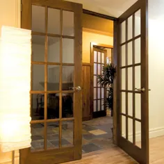 درب MMI 72 اینچ x 80 اینچ. هر دو شیشه کاج ناتمام کاج 15 لیتری Clear True Divide Prehung Interior French Door-Z019959BA - انبار خانه