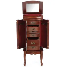 جعبه جواهرات آنتیک Vintage Armoire صندلی ذخیره سازی کشو چوب نگهدارنده چوب
