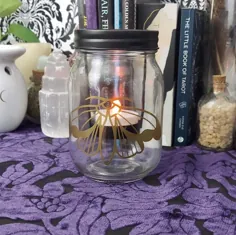 GOLD MYSTIC MOTH Tealight Holder Mason Jar Style Candle |  اتسی
