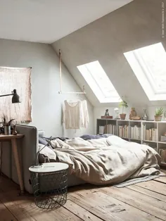 الهام بخش از طراحی اتاق خواب زیر شیروانی.