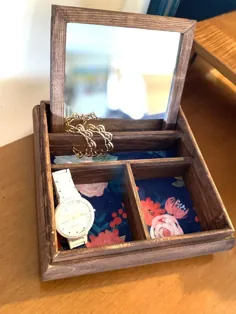 بر روی نگهدارنده جواهرات فلیپ جعبه ذخیره سازی چوبی جعبه چوبی |  اتسی