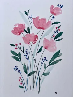 نقاشی گل با آبرنگ