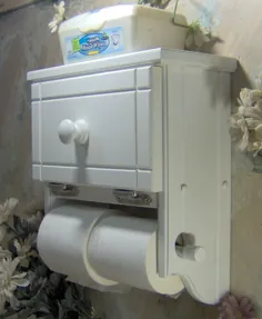 نگهدارنده کاغذ توالت WT504 قفسه سفید با کابینت ذخیره سازی دو |  اتسی