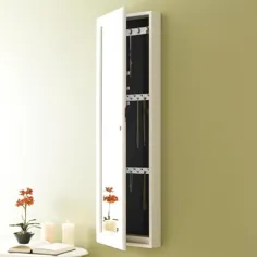 ذهن خواندنی جواهرات آویز سفید سازماندهی کابینت ذخیره سازی Armoire با 14 چراغ LED ، کابینت ذخیره سازی جواهرات-HMLED14-WHT - انبار خانه