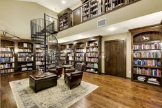 طرح 73461HS: خانه بزرگ جدید آمریکایی با پلکان مارپیچی در کتابخانه دو طبقه