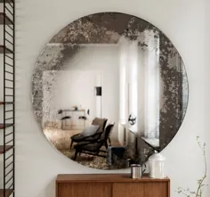 آینه تزئینی صورتی.  آینه دیواری گرد و عتیقه ساخته شده از |  اتسی