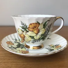 فنجان چای Daffodil و فنجان فنجان بشقاب سلطنتی Adderley و |  اتسی