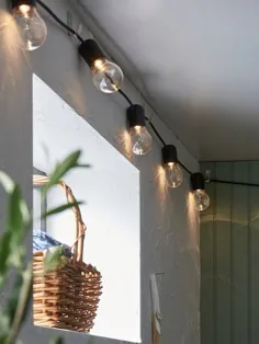 چراغ رشته ای LED SVARTRÅ با 12 چراغ ، مشکی ، بیرونی - IKEA