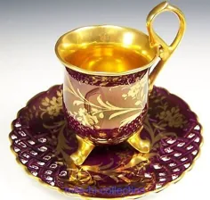 دکوراسیون آبی و طلایی جام چای آنتیک مارسیال ردون (آقای) لیموژ • 13.57 دلار