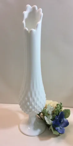 گلدان شیر سفید فنتون پایه گلدان ساقه دار 13 3/4 بلند |  اتسی