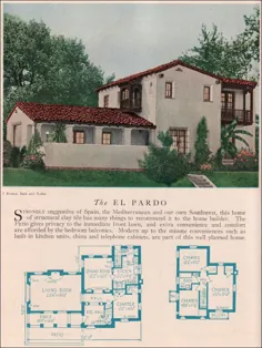 معماری مسکونی آمریکایی - ال پاردو - نقشه های خانه - کاتالوگ سازندگان خانه 1929 - سبک استعماری اسپانیایی مونتری