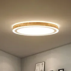 فوق العاده نازک دور چشمک زن روشنایی 15 "دی نوردیک سبک طبیعی چوب چراغ سقفی LED برای اتاق خواب نزدیک به چراغ های سقفی