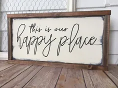 این تابلوی چوب Happy Place ما است |  اتسی