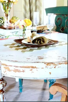 میز اتاق ناهار خوری با رنگ شیر {مبلمان نقاشی شده قبل و بعد از آن} - مواد ناخواسته من را دوباره تهیه کنید