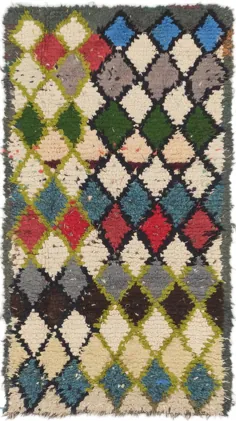قالیچه های طبیعی 40-50 سال (نیمه عتیقه) فرش مراکش 3 "x 5" 5 فرش عتیقه