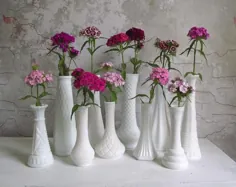 مجموعه گلدان شیشه ای شیر از 10 گلدان یا شمع Vintage |  اتسی