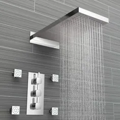 Square Concealed Thermostatic Mixer Shower Kit Premium Head & 4 Jets Body - 2019 - Shower Diy