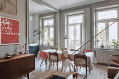 apartment آپارتمان پر جنب و جوش سوئدی با تعداد زیادی دکوراسیون پرنعمت (58 متر مربع) ◾ عکس ◾ ایده ها ◾ طراحی