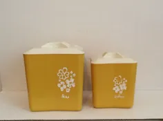 قوطی های پلاستیکی زرد یکپارچه آرد قوطی قهوه |  اتسی