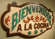 علائم آشپزخانه چوب Bienvenidos Cocina تابلوهای تزیین دیواری آشپزخانه |  اتسی