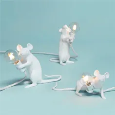 Nordic Desk Lamp Mouse Resin EU / USA Plug Rat Table Light Lamp Light Desk چراغ میز کودکان و نوجوانان هدیه میز حیوانات نور 1-5m جدول سیم
