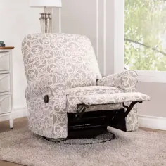 صندلی تکیه دار کشویی پارچه ای پرت - گل خاکستری - Abbyson Living