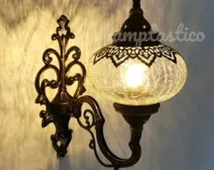 لامپ دیواری ترکی شیشه ای دست ساز Lamptastico |  اتسی