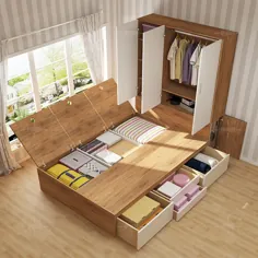 تخت تاتامی مدرن و ساده کمد لباس یک تکه آپارتمان کوچک چند منظوره ذخیره سازی جعبه بالا ترکیب تاتامی تخت یک نفره