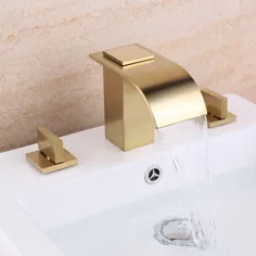 شیر برقی جامد سینک ظرفشویی مایل دوشبکه Milly Waterfall برای حمام در طلای براق