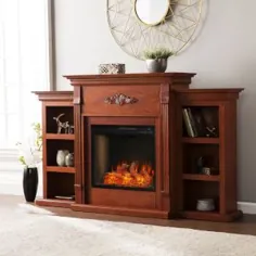 Southern Enterprises Tennyson Mahogany Electric Fireplace With Alexa Enabled And Bookcase Fs8547 |  بلاکور